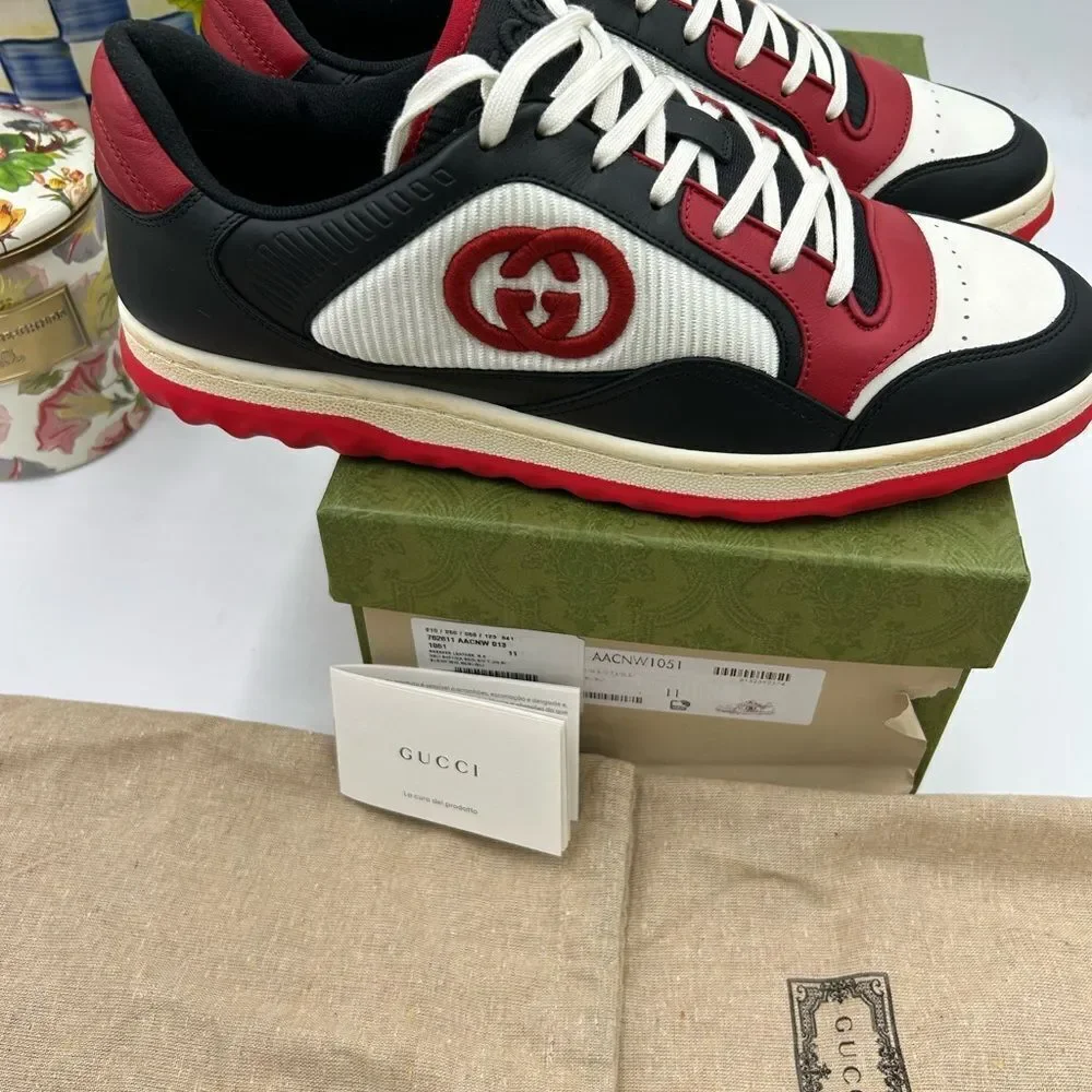 Men's Gucci Mac 80 low top leather sneakers size 11 fits 11.5 US made in Italy